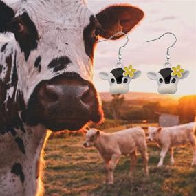 img 2 attached to 🐮 Cow Lover's Delight: MAOFAED Cow Mom Dangle Earrings - Perfect Cow Owner Gift & Cow Girl Jewelry