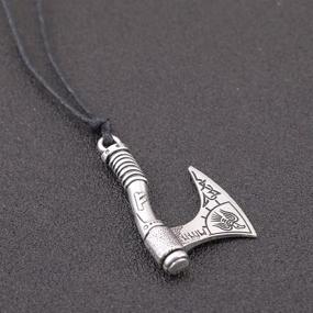 img 2 attached to 🪨 EUEAVAN Viking Raven Amulet Necklace: Antique Silver Talisman with Runes, Axe, and Celtic Knot