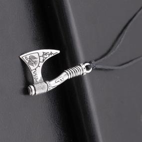 img 1 attached to 🪨 EUEAVAN Viking Raven Amulet Necklace: Antique Silver Talisman with Runes, Axe, and Celtic Knot