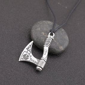 img 3 attached to 🪨 EUEAVAN Viking Raven Amulet Necklace: Antique Silver Talisman with Runes, Axe, and Celtic Knot