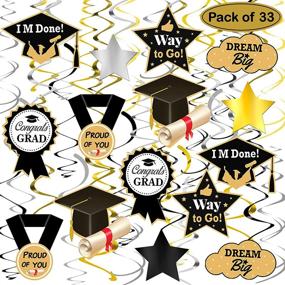 img 4 attached to 🎉 Affordable Graduation Hanging Decorations 2022 - 33 Swirls | High School Graduation 2022 Decor | Black & Silver Car Decor for Grad Parade