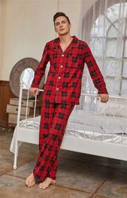 img 1 attached to Red and Black Lightweight Vulcanodon Pajamas with Pockets for Men's Clothing