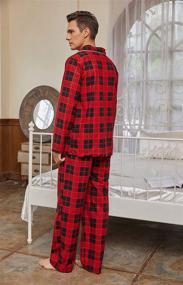 img 2 attached to Red and Black Lightweight Vulcanodon Pajamas with Pockets for Men's Clothing