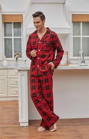 img 3 attached to Red and Black Lightweight Vulcanodon Pajamas with Pockets for Men's Clothing