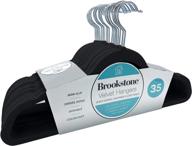 👗 brookstone bkh1131 velvet hangers - 35 pack, non-slip, 360° swivel hook, lightweight & slim, strong & durable, space saving design, heavy duty, stain-resistant, premium black - 35 count logo