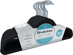 img 4 attached to 👗 Brookstone BKH1131 Velvet Hangers - 35 Pack, Non-Slip, 360° Swivel Hook, Lightweight & Slim, Strong & Durable, Space Saving Design, Heavy Duty, Stain-Resistant, Premium Black - 35 Count