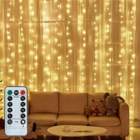 img 4 attached to 300 LED Curtain String Lights - 8 Modes Control, USB Powered, Waterproof for Christmas, Bedroom, Party, Wedding, Home, Garden Decoration (9.8ft x 9.8ft, Warm White)