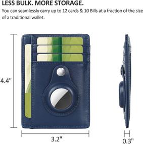 img 1 attached to 🔒 Тонкий беспроводной кошелек Befen с блокировкой RFID и держателем для Apple AirTags - темно-синий: Безопасный и стильный