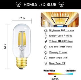 img 3 attached to 🔆 HXMLS E26 6W LED Dimmable Bulbs – Equivalent to 60W Edison Tubular Bulb, Warm White 2700K, 600LM, T45 Style for Ceiling Fan