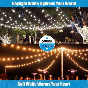 img 3 attached to 🌟 Enhance Your Outdoor Space with 2-Pack 96FT(48×2) Dimmable Waterproof LED String Lights for Patio – Commercial Grade, Shatterproof Bulbs, 5000K Daylight White E26 – Perfect for Cafe Backyard