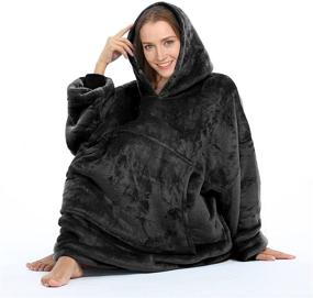 img 2 attached to 🧥 Oversized Blanket Sweatshirt: Super Soft, Warm, Cozy Sherpa Hoodie for Adults & Teens - Reversible, with Hood & Large Pocket, One Size