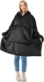 img 4 attached to 🧥 Oversized Blanket Sweatshirt: Super Soft, Warm, Cozy Sherpa Hoodie for Adults & Teens - Reversible, with Hood & Large Pocket, One Size