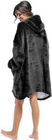 img 3 attached to 🧥 Oversized Blanket Sweatshirt: Super Soft, Warm, Cozy Sherpa Hoodie for Adults & Teens - Reversible, with Hood & Large Pocket, One Size