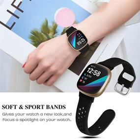 img 1 attached to Нарукавники IHillon 4 Pack из мягкого силикона для Fitbit Versa 3 & Sense – версия 3 для мужчин и женщин, размеры Small Large