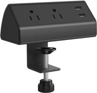 💡 cccei desk clamp power strip with usb ports - surge protector, desktop mount - 800j, 6ft power cord - black logo