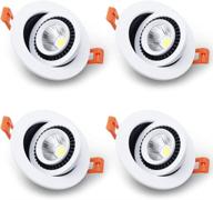 2.5 inch dimmable led recessed lighting, 110v 3w, 4000k natural white tai chi adjustable downlight, cri 80 with led driver, no can needed, pack of 4 logo