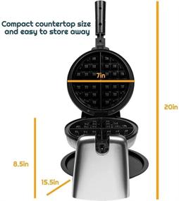 img 1 attached to 🧇 iCucina 1000W Rotating Non-Stick Belgian Waffle Maker Iron with Stainless Steel Silver Finish, Removable Drip Tray for Easy Cleaning and Browning Control