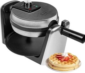 img 4 attached to 🧇 iCucina 1000W Rotating Non-Stick Belgian Waffle Maker Iron with Stainless Steel Silver Finish, Removable Drip Tray for Easy Cleaning and Browning Control