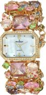 peugeot mosaic glass quartz watch for women - multi-colored with brass strap, 28mm (1653 model) logo