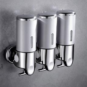 img 4 attached to 🚿 Prosfalt 3 in 1 Chamber Wall Mounted Bathroom Shower Pump Dispenser and Organizer – Silver