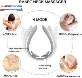 img 1 attached to 🔥 Интеллектуальный массажер для шеи с подогревом: 4 режима, 16 уровней, беспроводной - облегчение боли в шее и плечах. Идеальный подарок для женщин, мужчин, мамы, папы (белый)
