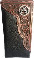 optimized men's leather bi fold western wallets with checkbook slot - wallets, card cases & money organizers logo