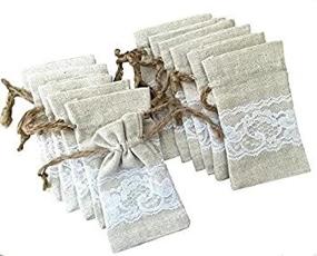 img 1 attached to 👜 Lace and Linen Drawstring Bags - 3x4 12 Pack Natural - Outside the Box Papers