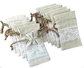 img 4 attached to 👜 Lace and Linen Drawstring Bags - 3x4 12 Pack Natural - Outside the Box Papers