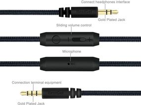 img 2 attached to 🎧 BestGot Audio Cable with Microphone Volume Control - 3.5mm Aux Cord (4.3ft / 1.3m) for PS4 Controller, Headphones, Tablet and More - 1-Pack Black