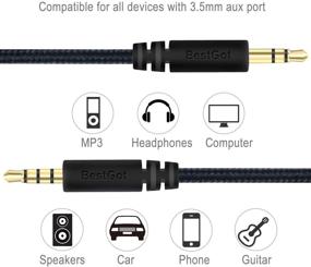 img 1 attached to 🎧 BestGot Audio Cable with Microphone Volume Control - 3.5mm Aux Cord (4.3ft / 1.3m) for PS4 Controller, Headphones, Tablet and More - 1-Pack Black