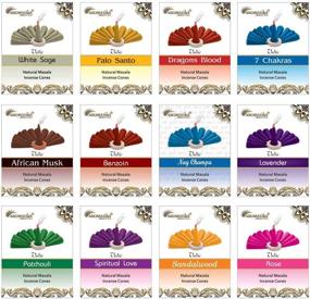 img 4 attached to ARO VATIKA Vedic Assorted Natural Masala Incense Cones: Elevate Your Spiritual Experience with Sandalwood, Rose, 7Chakra, White Sage, Palo Santo, Patchouli, African Musk, Dragons Blood, Lavender, Benzoin, Nag Champa, Spiritual Love