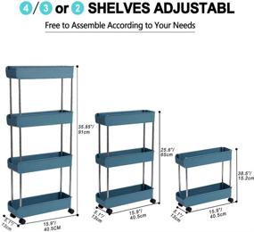 img 2 attached to 4-Tier Slim Mobile Shelving Unit On Wheels Storage & Organization