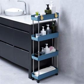 img 3 attached to 4-Tier Slim Mobile Shelving Unit On Wheels Storage & Organization