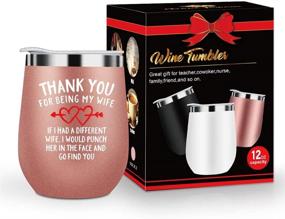 img 1 attached to 🍷 Romantic Thanks for Being My Wife Wine Tumbler With Lid - Perfect Gifts for Her, Soulmate, Wedding Anniversary, and Valentine's Day