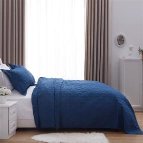 img 2 attached to 🛏️ NexHome All Season Queen Quilt Set: Blue & Olive Green Bedspreads, Lightweight Twin to King Sizes, 2/3 Piece Quilt Sets with Shams