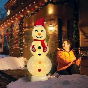 img 3 attached to 🎅 Maqiauly 4.1Ft Outdoor Lighted Christmas Decorations - Collapsible LED Snowman Xmas Holiday Porch Lawn Yard Display for Indoor Party Decor (Batteries Not Included, Assembly Required)