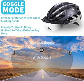 img 2 attached to 🏻 Mountain Road Bicycle Helmets with Magnetic Goggles & Removable Sun Visor - Safety Breathable Lightweight Helmets for Men and Women