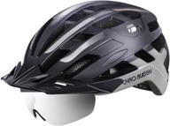 🏻 mountain road bicycle helmets with magnetic goggles & removable sun visor - safety breathable lightweight helmets for men and women logo