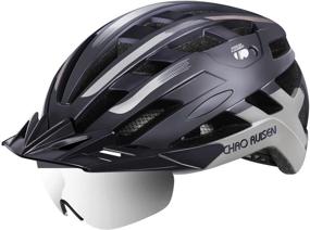 img 4 attached to 🏻 Mountain Road Bicycle Helmets with Magnetic Goggles & Removable Sun Visor - Safety Breathable Lightweight Helmets for Men and Women