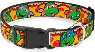 🍕 buckle-down ninja turtles 4-turtle faces pepperoni pizza/group pose plastic clip collar logo