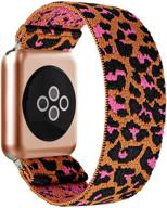 🐆 растяжимый ремешок bmbear - браслет для apple watch 38 мм 40 мм, совместимый со сериями 6/5/4/3/2/1, в коричневом леопардовом узоре логотип