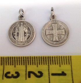 img 1 attached to 📿 Bundle of 5 Small Size Saint Benedict Silver Tone Medals - Made in Italy - The Patron Saints Collection