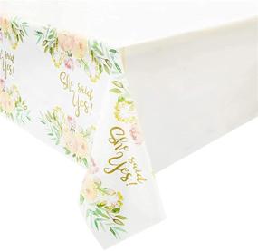 img 4 attached to 💍 3-Pack of "She Said Yes" Table Covers for Bridal Showers - 54 x 108 inches