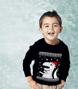 img 2 attached to 🦖 Boys' Clothing: Christmas Dinosaur Sleeve T Shirt Sweatshirt