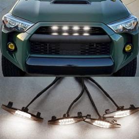 img 1 attached to Дымчатые огни решетки CIIHON для TOYOTA 4RUNNER TRD Pro 2014-2019 - Улучшите стиль с 4 шт. белых светодиода черной линзы