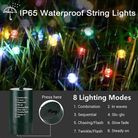 img 3 attached to 66 ft 200 LED Battery Operated String Lights, Multi-Color, Waterproof, 8 Modes & Auto Timer - Mini Lights for Xmas Decorations, Home, Party, Holiday Decor - Outdoor & Indoor Use