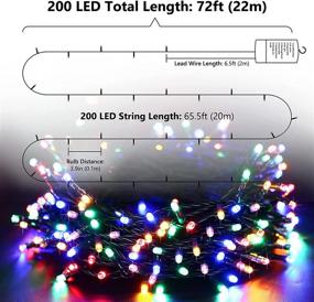 img 1 attached to 66 ft 200 LED Battery Operated String Lights, Multi-Color, Waterproof, 8 Modes & Auto Timer - Mini Lights for Xmas Decorations, Home, Party, Holiday Decor - Outdoor & Indoor Use