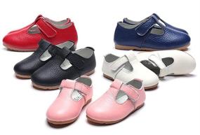 img 3 attached to DADAWEN Kids Leather T-Strap Toddler Girls' Shoes and Flats