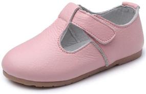 img 4 attached to DADAWEN Kids Leather T-Strap Toddler Girls' Shoes and Flats