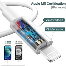 img 2 attached to 🔌 2-Pack MFi сертифицированный 10-футовый USB C к кабелю Lightning - быстрый зарядный кабель для iPhone 13/13 Pro Max, iPhone 12 Mini/12 Pro Max, iPhone 11 Pro, iPad, AirPods - кабель зарядки Lightning на Type C Charger Cable